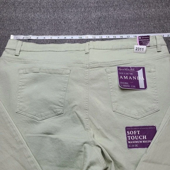 Gloria Vanderbilt Amanda Jeans Womens 22W Green New Tapered High Rise Denim Pant - Picture 10 of 11